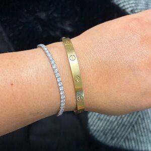 Lab diamond 3ct tennis bracelet 14k white gold .